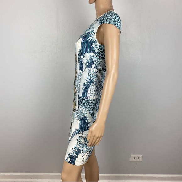 NEW JUST CAVALLI BLUE WAVE PRINT JERSEY DRESS - Picture 5 of 9